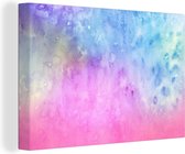 Canvas Schilderij Waterverf - Roze - Blauw - Geel - 30x20 cm - Wanddecoratie