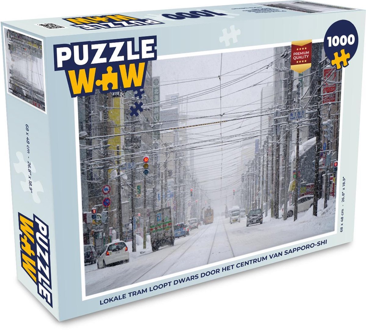 Puzzel 1000 stukjes volwassenen Sapporo-shi 1000 stukjes - Lokale tram loopt dwars door het centrum van Sapporo-shi  - PuzzleWow heeft +100000 puzzels
