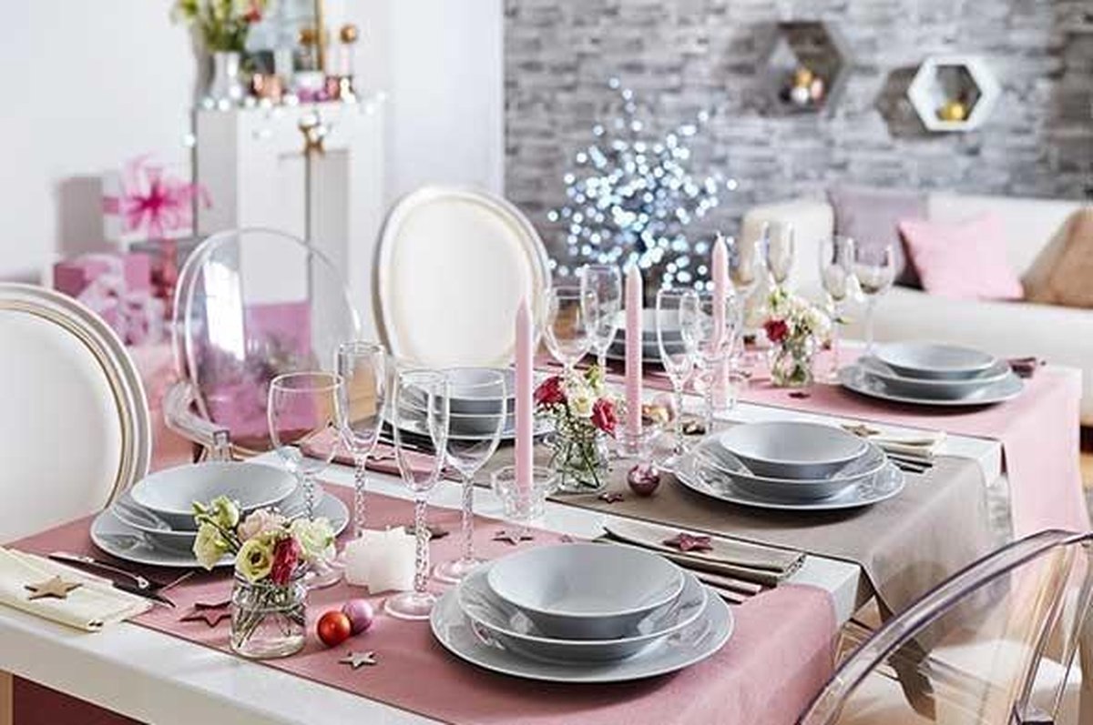 Alizee Granit - Dinerbord - Wit - D28cm - Glas - (set van 6).