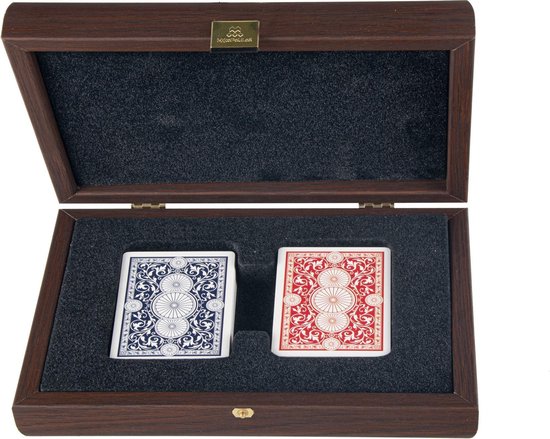 sokken pellet Boekhouding Coated Speelkaarten in prachtige Donker Walnoot houten kist 24x17 cm |  Games | bol.com