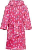 Playshoes - Fleece badjas met capuchon - Bloemen roze - maat 98-104cm