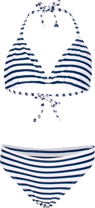 JUJA - Bikini pour fille - Stripy - Blanc / Bleu - taille 158-164cm (13-14 ans)