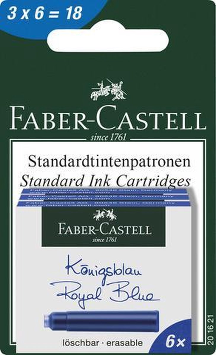 inktpatroon Faber-Castell 3x 6patronen koningsblauw