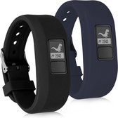 kwmobile horlogeband voor Garmin Vivofit jr. / jr. 2 - Maat S - 2x siliconen armband voor fitnesstracker in zwart / donkerblauw