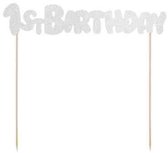 Partydeco - Cake topper 1st Birthday Zilver