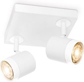 Home Sweet Home - Moderne LED Opbouwspot Manu - Wit - 16/16/15cm - 2 lichts plafondspot - Dimbaar - inclusief LED lichtbron - GU10 fitting - 5W 390lm 3000K - warm wit licht - gemaakt van metaal