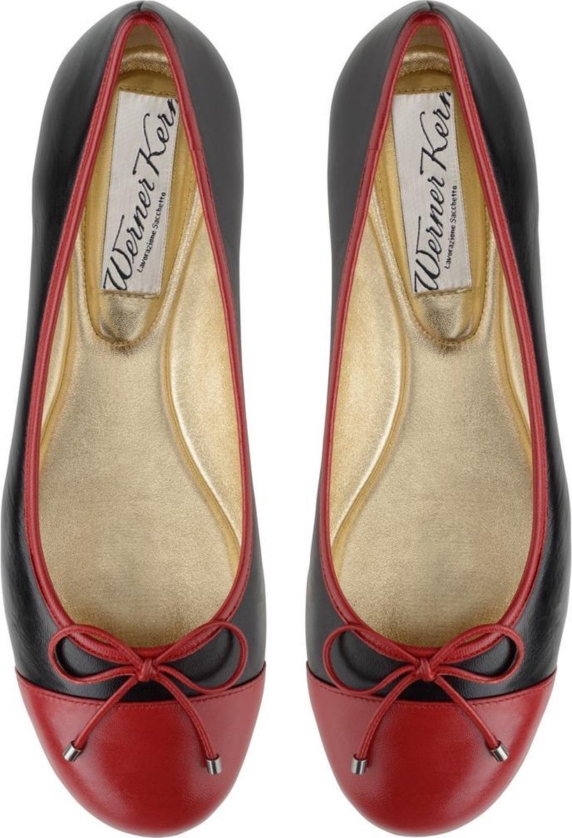 Werner Kern Ballerina's voor Dames – Zwart en Rood – Nappaleer – Instappers – Leren Zool – Ada – 5