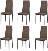 ROKA Set van 6 stoelen - Chocoladestof - L 42 x D 54,3 x H 95,2 cm