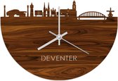 Skyline Klok Deventer Palissander hout - Ø 40 cm - Woondecoratie - Wand decoratie woonkamer - WoodWideCities