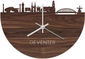 Skyline Klok Deventer Notenhout - Ø 40 cm - Woondecoratie - Wand decoratie woonkamer - WoodWideCities