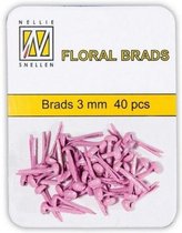 Nellie Snellen Floral Glitter Brads 3mm - 40stuks - Pink