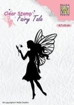 FTCS007 stempel Nellie Snellen - Clearstamp silhouette - Fairy serie - fee met bloem lelie