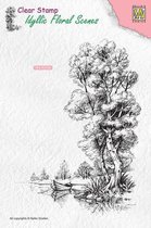 IFS014 Clear Stamps Idyllic Floral Scenes "Tree with boat" - Nellie Snellen stempel - boom met boot en water