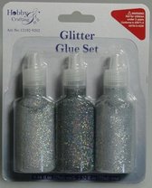 Glitterlijm zilver assorti 25 ml 3 Stuks