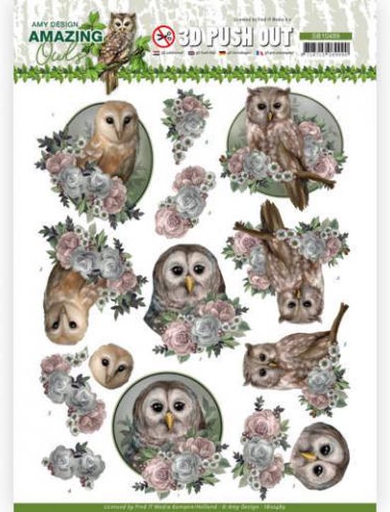 Romantic Owls Amazing Owls 3D Push Out Sheet by Amy Design