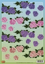 3D Knipvel - Bloemen paars en roze
