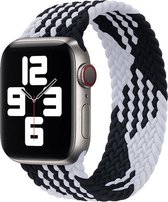 Gevlochten solo band - wit zwart - Geschikt voor Apple Watch