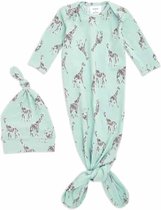Aden + Anais Comfort Knit giftset knotted gown Jade giraffe