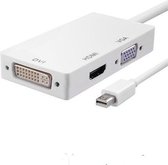 3in1 mini DisplayPort DP Male naar DVI, HDMI en VGA Female - Wit