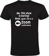 Boring Zoom conference Heren t-shirt | thuis werken | show | laptop | collega | grappig | corona | Zwart