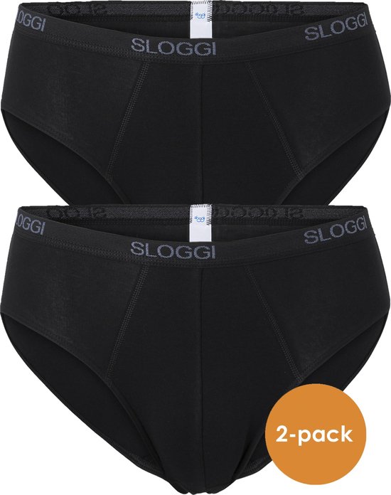 Sloggi Men Basic Midi - heren slips (2-pack) - zwart - Maat: XXL