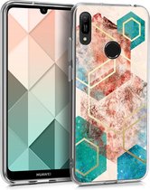kwmobile telefoonhoesje voor Huawei Y6 (2019) - Hoesje voor smartphone in goud / rood / turquoise - Glory Zeshoek design