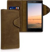 kalibri telefoonhoesje voor Sony Xperia L2 - Hoesje met pasjeshouder en standaard - bruin - Wallet case