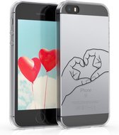 kwmobile telefoonhoesje voor Apple iPhone SE (1.Gen 2016) / 5 / 5S - Hoesje voor smartphone in zwart / transparant - Handgebaar Hartje design