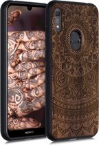 kwmobile telefoonhoesje compatibel met Huawei Y6s (2019) - Hoesje met bumper in donkerbruin - walnoothout - Indian Sun design
