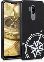 kwmobile telefoonhoesje compatibel met LG G7 ThinQ / Fit / One - Hoesje voor smartphone in wit / zwart - Vintage Kompas design