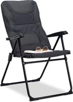 Relaxdays - gepolsterde campingstoel - tuinstoel comfortabel - picknick - grijs