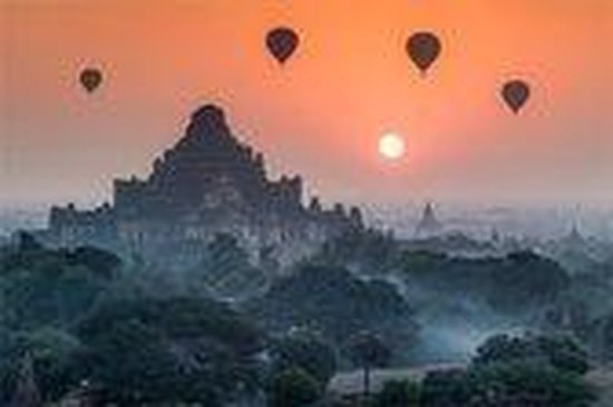 Poster Heteluchtbalonnen boven Bagan_Myanmar 50x70 cm