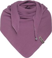 Knit Factory Liv Gebreide Omslagdoek - Driehoek Sjaal Dames - Violet - 190x85 cm - 100% Biologisch katoen