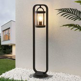Lucande - Tuinpad verlichting - 1licht - aluminium, glas - H: 100 cm - E27 - donkergrijs, transparant