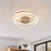 Lindby - LED plafondlamp- met dimmer - ijzer, aluminium, kunststof - H: 12 cm - gesatineerd nikkel