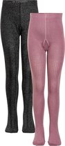 Minymo Leggings Meisjes Katoen Roze/zwart 2 Stuks Mt 104-110