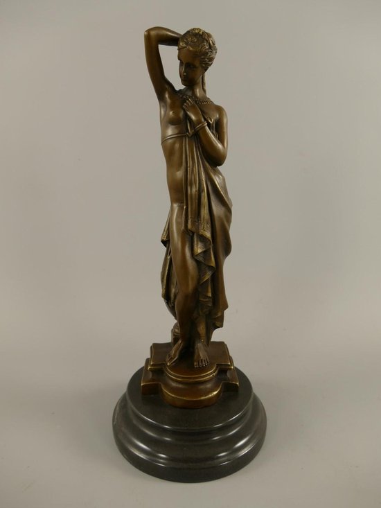 Bronzen beeld - Vrouw in gewaad - Gedetailleerd sculptuur - 35 cm hoog