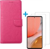 Samsung Galaxy A52 (4G & 5G) / A52s - Bookcase Roze - portemonee hoesje met 2 stuks Glas Screen protector