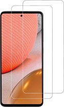 2x Screenprotector Tempered Glass Glazen Gehard Screen Protector 2.5D 9H (0.3mm) - Glasplaatje Geschikt voor: Samsung Galaxy A72 5G - Glas Screenprotector