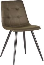 Nancy's Eetkamerstoel Jay - Stoel - Microfiber - Eetkamerstoelen - Army green - 45 x 84 x 56 cm