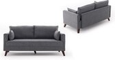 Nancy's Afton Bank - 2-Zits - Sofa - Comfortabel - 177 x 85 x 81 cm - MDF - Polyester - Grijs - Walnoot