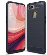 OPPO AX7 Hoesje - Mobigear - Brushed Slim Serie - TPU Backcover - Marineblauw - Hoesje Geschikt Voor OPPO AX7