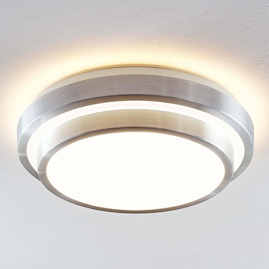 Lindby - LED plafondlamp - 1licht - acryl, aluminium - H: 10.5 cm - wit, aluminium - Inclusief lichtbron