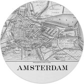 Glasschilderij rond Steden Oude kaart van Amsterdam Ø 30 cm - Reinders