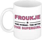 Froukje The woman, The myth the supergirl cadeau koffie mok / thee beker 300 ml