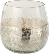 J-Line Theelichthouder Klassiek Crackle Glas Transparant/Zilver Small