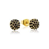 My Bendel ronde gouden oorknopjes met zwarte stenen - Gouden oorbellen met zwarte stenen - Met luxe cadeauverpakking