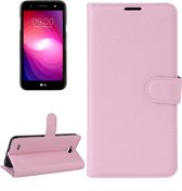 Voor LG X power2 Litchi Texture horizontale flip lederen tas met houder & kaartsleuven & portemonnee (roze)