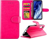 Voor xiaomi mi9 pro gek paard textuur lederen horizontale flip beschermhoes met houder & kaartsleuven & portemonnee & fotolijst (magenta)