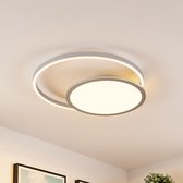 Lucande - LED plafondlamp- met dimmer - 1licht - ijzer, aluminium, kunststof - H: 5.5 cm - zilver - Inclusief lichtbron